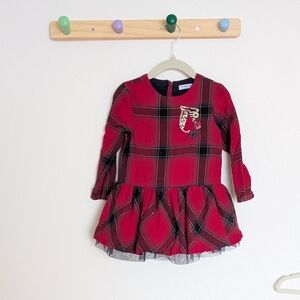 🇪🇸 MAYORAL - 24M Red Plaid TARTAN Dress with Tulle Trim